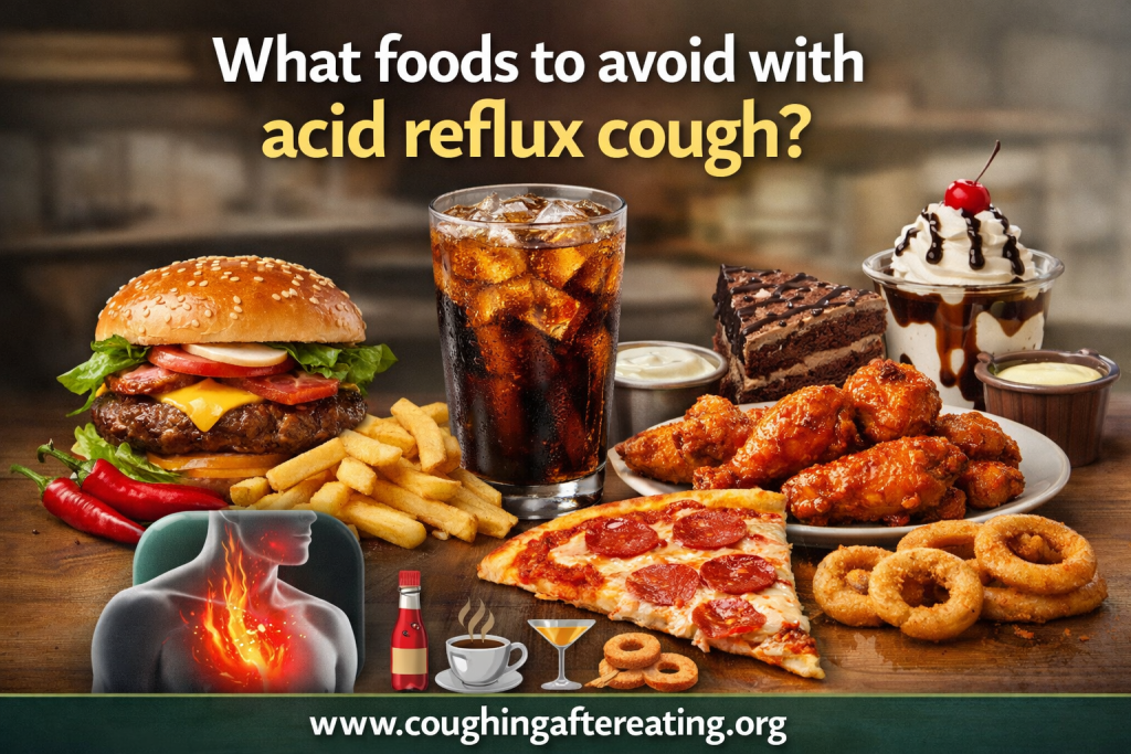 Foods to avoid with acid reflux cough including fried, spicy and acidic foods