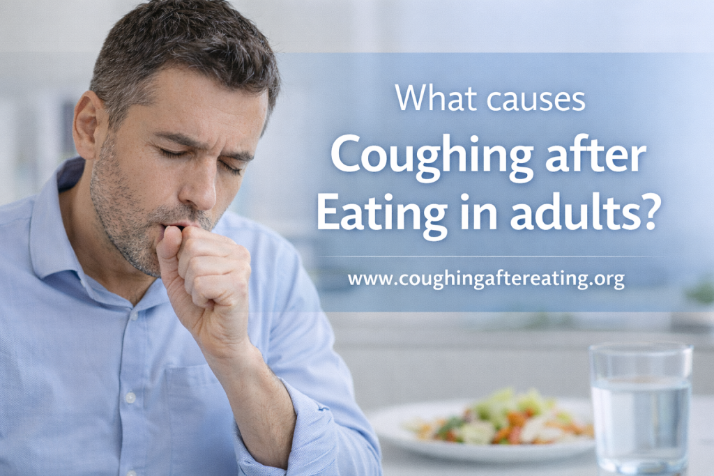 Man coughing after eating a meal