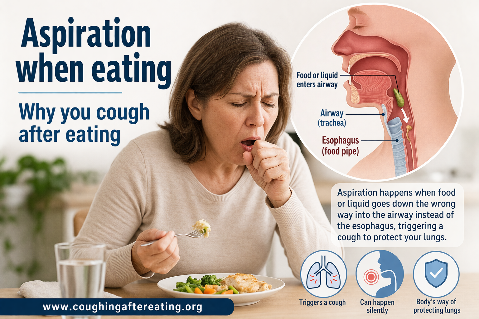 Aspiration when eating causing coughing after eating
