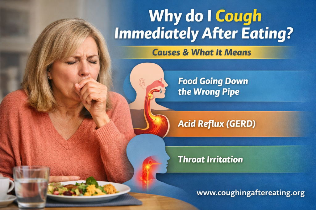 Why do I cough immediately after eating causes including aspiration acid reflux and throat irritation